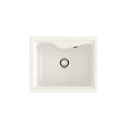 POALGI Fregadero sobre encimera CITY 1C BLANCO SOFT, Una cubeta, Blanco, acabado sintético Mueble 60 cm