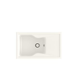 POALGI Fregadero sobre encimera CITY 1C+E BLANCO SOFT, Una cubeta, con escurridor, Blanco, acabado sintético Mueble 70 cm