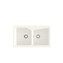 POALGI Fregadero sobre encimera CITY 2C BLANCO SOFT, Dos cubetas, Blanco, acabado sintético Mueble 90 cm