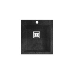 POALGI Fregadero sobre encimera KOBUS 48 ALTO 1/S BASALT_NEGRO, Una cubeta, Negro, acabado sintético Mueble 45 cm