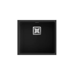 POALGI Fregadero sobre encimera ZIE 45 1/S NEGRO LISO, Una cubeta, Negro, acabado sintético Mueble 45 cm