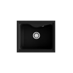 POALGI Fregadero sobre encimera CITY 1C NEGRO LISO, Una cubeta, Negro, acabado sintético Mueble 60 cm