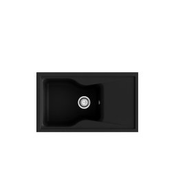 POALGI Fregadero sobre encimera CITY 1C+E NEGRO LISO SOFT, Una cubeta, con escurridor, Negro, acabado sintético Mueble 70 cm