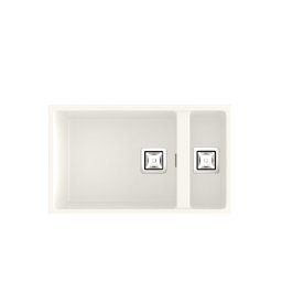 POALGI Fregadero bajo encimera ZIE 70 1/S+1/2 S BLANCO SOFT, Una cubeta y media, Blanco, acabado sintético Mueble 80 cm