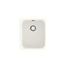 POALGI Fregadero bajo encimera GANDIA 35 BLANCO SOFT, Una cubeta, Blanco, acabado sintético Mueble 45 cm