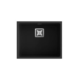 POALGI Fregadero bajo encimera ZIE 50 1/S NEGRO LISO SOFT, Una cubeta, Negro, acabado sintético Mueble 60 cm