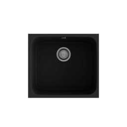 POALGI Fregadero bajo encimera GANDIA 50 NEGRO LISO SOFT, Una cubeta, Negro, acabado sintético Mueble 60 cm