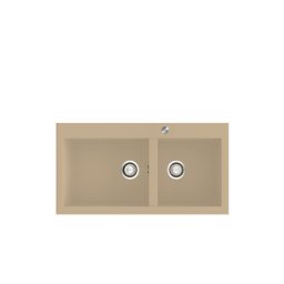 POALGI Fregadero sobre encimera y A ras SHIRA 96 2/S ALBERO, Dos cubetas, acabado sintético Mueble Más de 90 cm