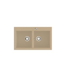 POALGI Fregadero sobre encimera y A ras SHIRA 80 2/S ALBERO, Dos cubetas, acabado sintético Mueble 90 cm