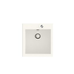 POALGI Fregadero sobre encimera y A ras SHIRA 48 BLANCO, Una cubeta, acabado sintético Mueble 50 cm