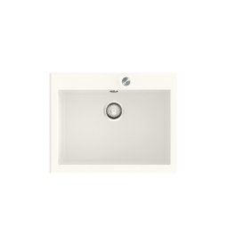 POALGI Fregadero sobre encimera y A ras SHIRA 66 BLANCO, Una cubeta, acabado sintético Mueble 70 cm