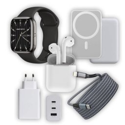 Klack Kit Essential 5 en 1 para iPhone: Smartwatch, Auriculares, Powerbank, Cargador y Cable
