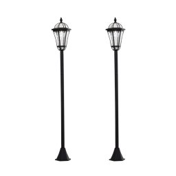 Outsunny 2 Farolas Solares 129 Cm Con 2 Luces Led Blanca 6000k Impermeable Ip44