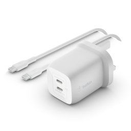 Belkin BOOST CHARGE PRO Cargador USB-C GaN Doble con PPS 65 W + Cable USB-C a USB-C