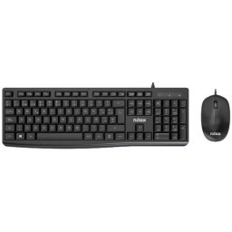 Nilox Combo de Teclado y Ratón con Cable Negro QWERTY Español