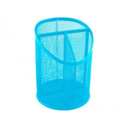 Cubilete portalapices q-connect turquesa metal rejilla con 3 compartimentos diametro 110 mm alto 147 mm