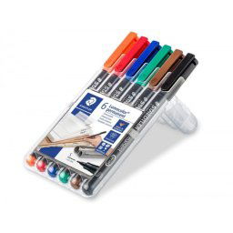 Rotulador staedtler lumocolor retroproyeccion punta de fibra permanente 318 wp estuche 6 colores punta fina