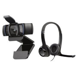 Logitech C920s Pro Webcam Full HD con Corrección de Iluminación + Logitech H390 Auriculares con Supresión de Ruido