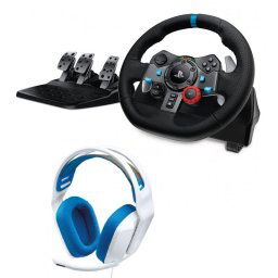 Logitech G29 Driving Force Volante para PS5/PS4/PS3/PC Compatible con F1&Gran Turismo + Auriculares
