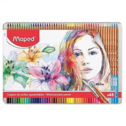 Maped 832448 Caja de Metal de 48 Lápices Acuarelables