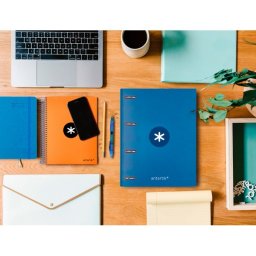 Carpeta con recambio antartik a4 cuadro 5mm forrada 4 anillas 25mm redondas color azul marino