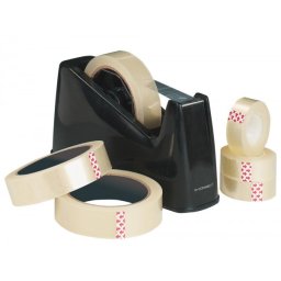 Portarrollo sobremesa q-connect plastico para cintas de 33 y 66 m color negro