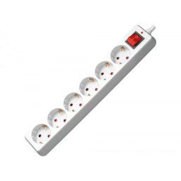 Regleta 6 tomas mediarange con interruptor longitud cable 1,4m color blanco