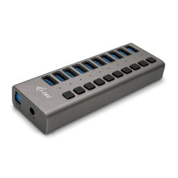 Hub USB i-Tec U3CHARGEHUB10 10 Puertos USB 3.0, Carga Rápida, 48W, Gris, Protección Avanzada