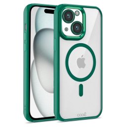 Cool Funda Magnética Transparente con Borde Verde para iPhone 15