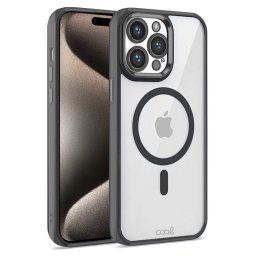 Cool Funda Magnética Transparente con Borde Negro para iPhone 15 Pro Max