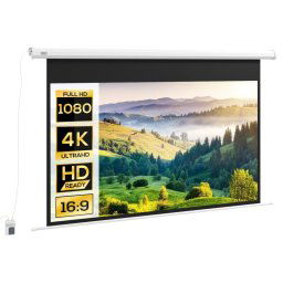 Homcom Pantalla De Proyector Eléctrica 84 Pulgadas Formato 16:9 186x105cm Blanco