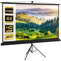 Homcom Pantalla De Proyector Manual Con Soporte 100 Pulgadas 221x124 Cm Negro