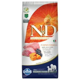 Farmina N&D Adult Medium & Maxi sin cereales cordero, calabaza y arándanos - 12 kg