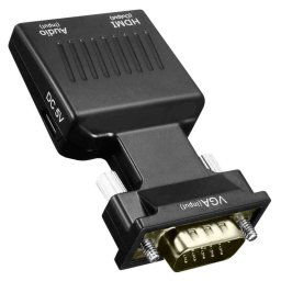 OcioDual Convertidor de VGA a HDTV M/H Negro Adaptador Conversor Video Audio Sonido Jack 3.5mm