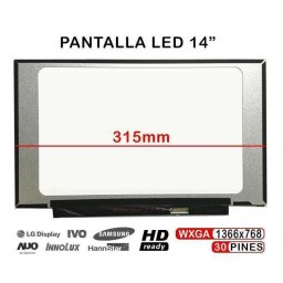Pantalla LED 14" WXGA 315mm para Portátil B140XTN07.2 NT140WHM-N44 V8.0
