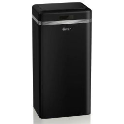 Swan Retro Cubo de Basura Cocina Automático, Sensor de Movimiento, 45 Litros, Metálico, Papelera Inteligente de Reciclaje Gran Capacidad, Diseño Vintage, Negro