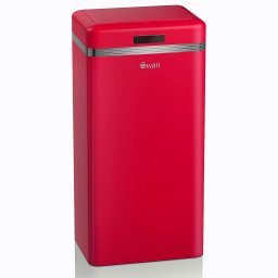 Swan Retro Cubo de Basura Cocina Automático, Sensor de Movimiento, 45 Litros, Metálico, Papelera Inteligente de Reciclaje Gran Capacidad, Diseño Vintage, Rojo
