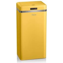 Swan Retro Cubo de Basura Cocina Automático, Sensor de Movimiento, 45 Litros, Metálico, Papelera Inteligente de Reciclaje Gran Capacidad, Diseño Vintage, Amarillo