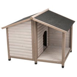 Caseta para perros Trixie Natura con terraza - M/L: 130 x 100 x 105 cm (An x P x Al) - gris (* 2 paquetes)