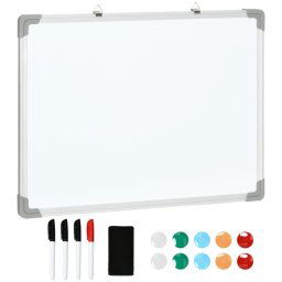 Homcom Pizarra Magnética Con Marco De Aleación Aluminio 60x45 Cm Borrado En Seco