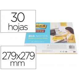 Bloc de notas adhesivas quita y pon post-it super sticky amarillo 30 hojas 279x279 mm