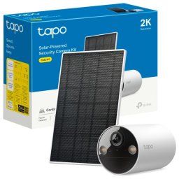 Tapo TC82 Kit Cámara de Vigilancia con Panel Solar y Batería, 2K 3MP, Detección IA Gratuita, Visión Nocturna a Color