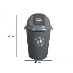 Papelera contenedor q-connect plastico con tapadera 80l color gris 450x760 mm