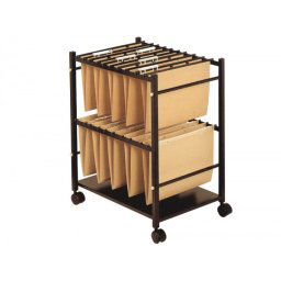Carrito para carpetas colgantes q-connect negro con ruedas para carpetas tamaño folio carro fijo