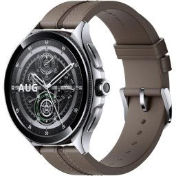 Xiaomi Watch 2 Pro Reloj Smartwatch de Caja Plateada con Correa de Cuero Marrón