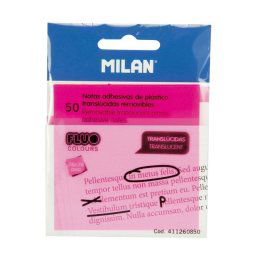 Milan Caja de 18 Blocs de Notas Adhesivas Translúcidas 7.6x7.6cm Rosa