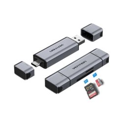 Vention CLKB0 Lector De Tarjetas Externo USB 3.0 Y USB-C Negro