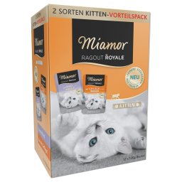 Miamor Ragú Royal Kitten en gelatina 12 x 100 g - Pack mixto - Ave y vacuno en gelatina