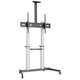 Aisens Soporte de Suelo PRO con Ruedas Bandeja DVD/Cámara para Monitor/TV 100Kg 60-100 Negro/Plata