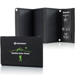 Bresser Cargador Solar Móvil Ultracompacto 21W con Salida USB y DC